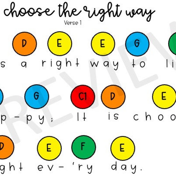 Choose the Right Way- handbell chart