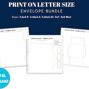 Descarga Digital de Sobres, Haz tus propios sobres para tarjetas digitales imprimibles, para tarjetas 3.5x4.9; 4,25x5,5; 5,25×5,25; 5x7; 3x3, DTC#3
