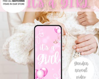 It's a Girl Gender Reveal Video | MP4 Instant Download | iPhone Compatible Baby Reveal Video iPhone text DIY B2Z4101VD