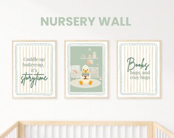 Baby Duck Reading Books Poster – Storybook Nursery Wall Art, DIY (DIGITAL DOWNLOAD)