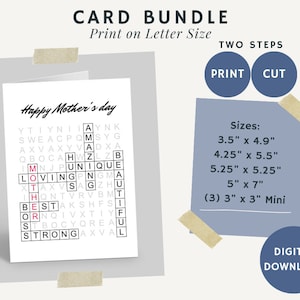 Mother's day card, Crossword, Wordy Mom, Digital Download, Digital card, Love my mother, mom, bundle card, Mother's day gift  DTC#2