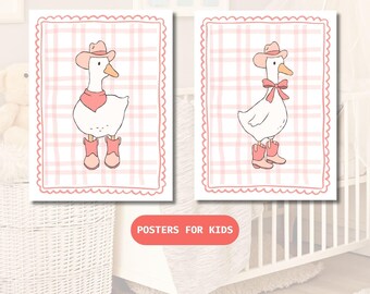 Cowgirl Goose Nursery Wall Art – Western Baby Shower Decor, DIY (DIGITAL DOWNLOAD)