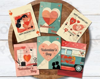 Valentines Day Cards BUNDLE- For Husband - Mid Century Modern Valentines - Instant Download - DTC1MCM