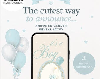 It's a Boy Gender Reveal Invitation | Digital Invitation | Baby Boy Announcement | Modern Gender Reveal B2Z4104VD