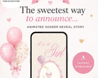 It's a Girl Gender Reveal Video | Baby Announcement (MP4 Download) | Instant Download Video Countdown Announcement DIY B2Z4103VD