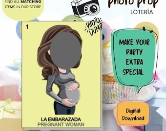 Loteria Embarazada, Pregnant Woman, Baby shower, gender reveal game, bilingual DIY (Digital Download) B1Z4101M