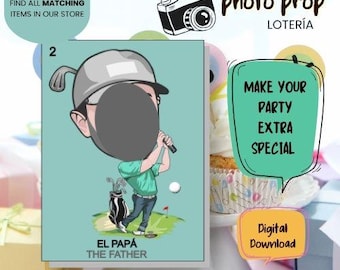 El Papa Loteria Poster, Golf Baby Shower Gender Reveal (Digital Download) B1Z4101D