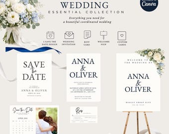 Royal Blue Wedding Essential Collection | Save the Date, Invitation, RSVP W001Z