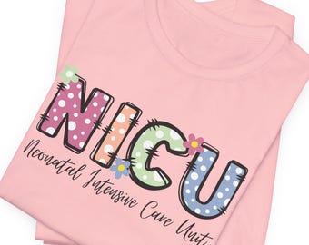Floral NICU Letters T-Shirt, Neonatal Nurse Tee