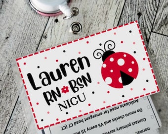 Badge Name Tag, Ladybug Badge Name Tag, NICU Nurse Badge Name Tag, Nurse Badge Name Tag, Teacher Badge Name Tag, Ladybug Name Tag