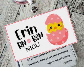 Easter Chick Badge Name Tag: Customizable Laminated Tag