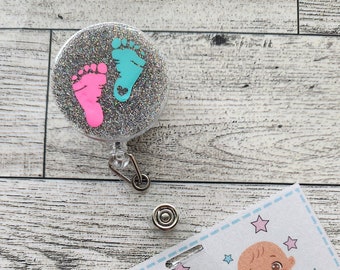 Baby Feet Badge Reel, Footprint Badge Reel, NICU badge reel, Labor and Delivery Badge reel, Tiny humans, Permanent and Interchangeable