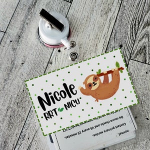 Badge Name Tag, Sloth Badge Name Tag, NICU Nurse Badge Name Tag, Nurse Badge Name Tag, Jungle Themed Badge Name Tag