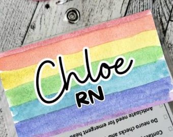 Customizable Rainbow Badge Name Tag: Nurse, Doctor, Teacher
