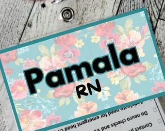 Customizable Floral Badge Name Tag: Nurse, Doctor, Teacher