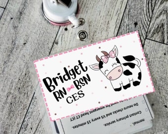 Badge Name Tag, Cow Badge Name Tag, NICU Nurse Badge Name Tag, Nurse Badge Name Tag, Cute Animal Name Tag