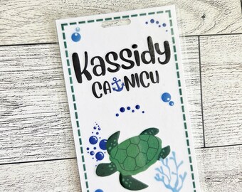 Turtle Badge Name Tag: Customizable Laminated ID