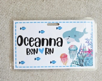 Sea Creature Badge Name Tag: Customizable Laminated ID