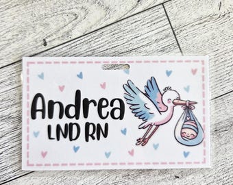 Stork Badge Name Tag: Laminated Nurse ID