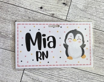 Penguin Badge Name Tag: Customizable Laminated Nurse Badge
