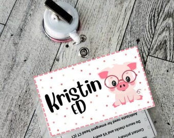 Custom Pig Badge Name Tag, Laminated Nurse Badge