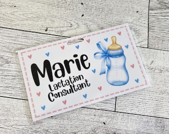 Customizable Baby Bottle Badge Name Tag: Nurse, Doctor, Labor & Delivery, Mother Baby