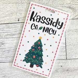 Etiquette nominative pour sapin de Noël : badge personnalisable pour les fêtes de fin d&#39;année