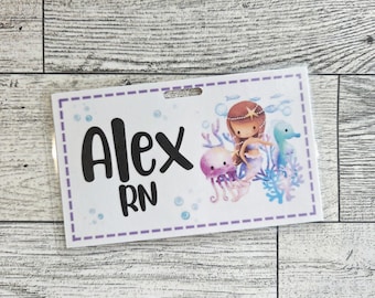 Mermaid Badge Name Tag: Customizable Laminated ID