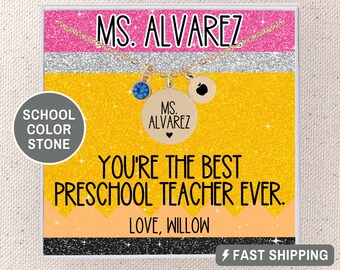Preschool Teacher Gifts Preschool Teacher Appreciation Gift from Student Personalized Teacher Jewelry Thank You Necklace Custom Message