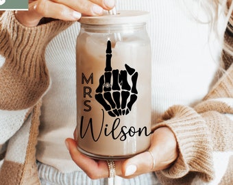 New Bride Sipper Glass Fiancee Gifts Wedding Gift for Wife Gothic Skeleton Wedding Iced Coffee Cup Engagement Gift