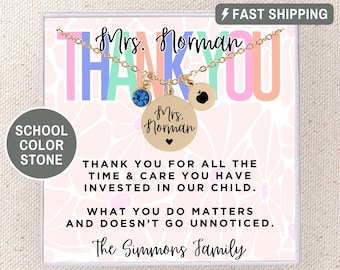 Teacher Necklace Teacher Appreciation Gifts from Parents Personalized Teacher Jewelry Preschool Teacher Gift End School Year Custom Message