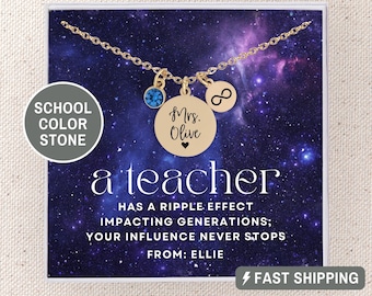 Teacher Infinity Necklace Teacher Jewelry Teacher Gifts Best Teacher Gifts Teacher Appreciation Gift Birthstone Necklace End of Year Gifts