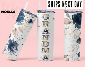 Grandma Tumbler for Grandmother for Mother's Day Floral Mother's Day Gifts For Grandma Cute Gran Travel Mug for Her Floral Tumbler Gift