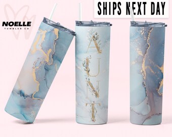 Aunt Tumbler for Aunite for Mother's Day Watercolor Mother's Day Gifts From Niece Nephew Cute Aunt Gift Travel Mug for Her Geode Tumbler