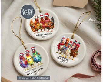 Chicken Christmas Ornament Custom Chicken Ornament for Kids Christmas Family Pet Ornament Farm Ornament Family Chicken Ornament
