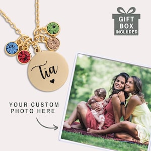 Custom Photo Tia Jewelry Dia de la Madre Gift for Spanish Tia from Kids Mothers Day Gifts from Niece Nephew Personalized Tia Necklace