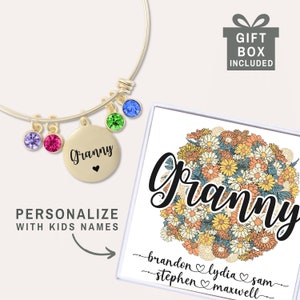 Granny Bracelet Granny Gifts for Mother&#39;s Day Gift for Granny from Grandchildren Personalized with Grandkids Names Custom Granny Jewelry