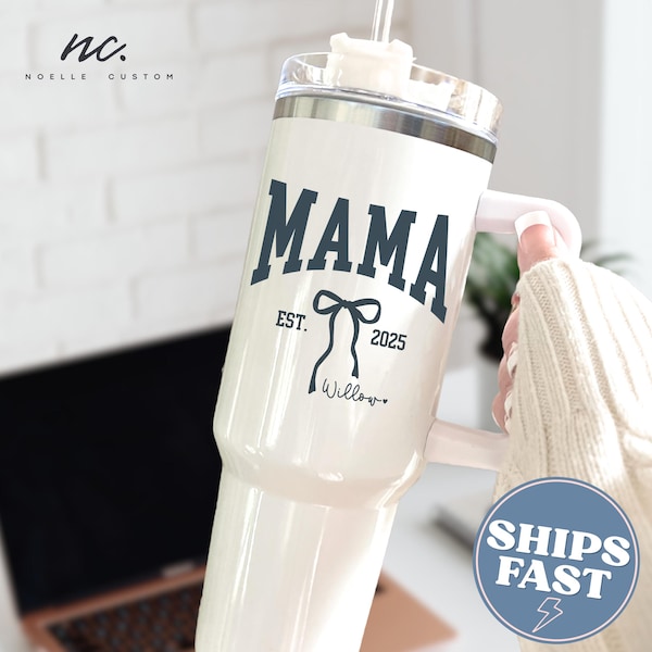 Mama Tumbler Mama 40oz Tumbler Custom Mom Tumbler with Kids Names Personalized Mama Est Gift for Mom for Mother's Day Cup Gift from Kids