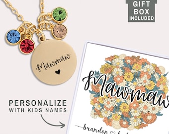 Mawmaw Gifts Mawmaw Jewelry for Mother's Day Gift for Mawmaw from Granddaughter Personalized with Kids Names Grandmother Mawmaw Necklace