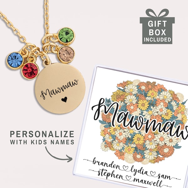 Mawmaw Gifts Mawmaw Jewelry for Mother's Day Gift for Mawmaw from Granddaughter Personalized with Kids Names Grandmother Mawmaw Necklace