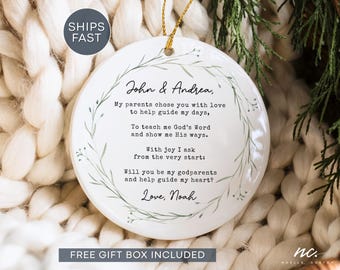 Custom Godparents Christmas Ornament Godparents Proposal Ornament Godparents are a Blessing Christening Ornament Baptism Ornament