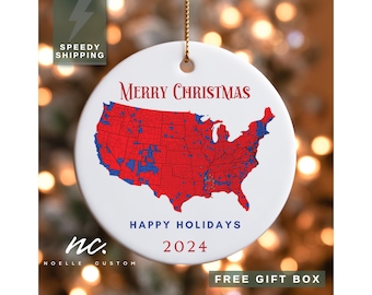 Election Map 2024 Ornament Red Wave Republican Ornaments Funny Trump Christmas Ornament Election Results Map Ornament Keepsake