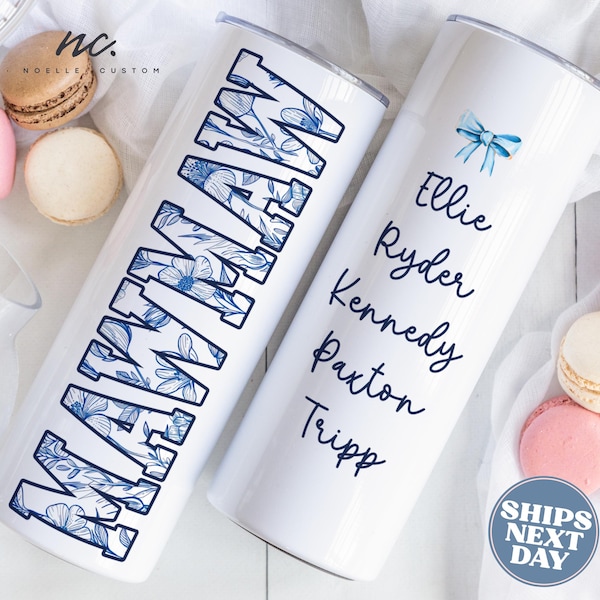 Custom Mawmaw Tumbler with Straw for Grandma Personalized Mawmaw Gifts Floral Travel Mug from Grandkids Mawmaw Mother's Day Mawmaw Cup