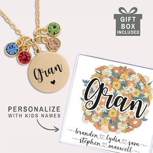Gran Gifts Gran Jewelry for Mother&#39;s Day Gift for Gran from Granddaughter Personalized with Kids Names Grandmother Gran Necklace