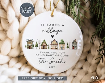 It Takes a Village Christmas Ornament Thank You Gift for Nanny Ornament Teacher Appreciation Ornament for Friend Thank You Ornament