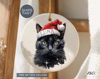 Custom Black Cat Ornament Pet Memorial Ornament Black Cat Christmas Ornament Pet Photo Ornament for Cat Mom Cat Christmas Ornament