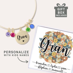 Gran Bracelet Gran Gifts for Mother&#39;s Day Gift for Gran from Grandchildren Personalized with Grandkids Names Custom Gran Jewelry