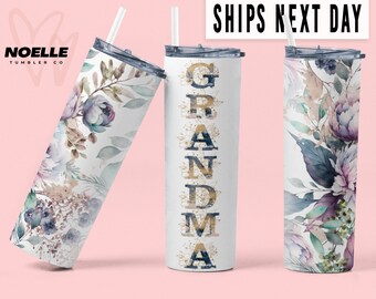 Grandma Tumbler for Grandmother for Mother's Day Floral Mother's Day Gifts For Grandma Cute Gran Travel Mug for Her Floral Tumbler Gift
