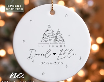 Custom 10th Wedding Anniversary Ornament Personalized Aluminum Wedding Anniversary Christmas Tin Gifts for Parents Married Christmas 2025