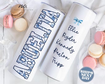 Custom Abuelita Tumbler with Straw for Spanish Grandma Personalized Abuelita Gifts Abuela Floral Travel Mug from Grandkids Mother's Day